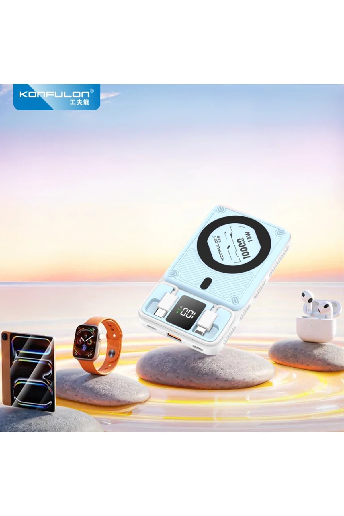 Konfulon M25W 10.000 mAh 20W PD Magsafe Powerbank - Mavi 3