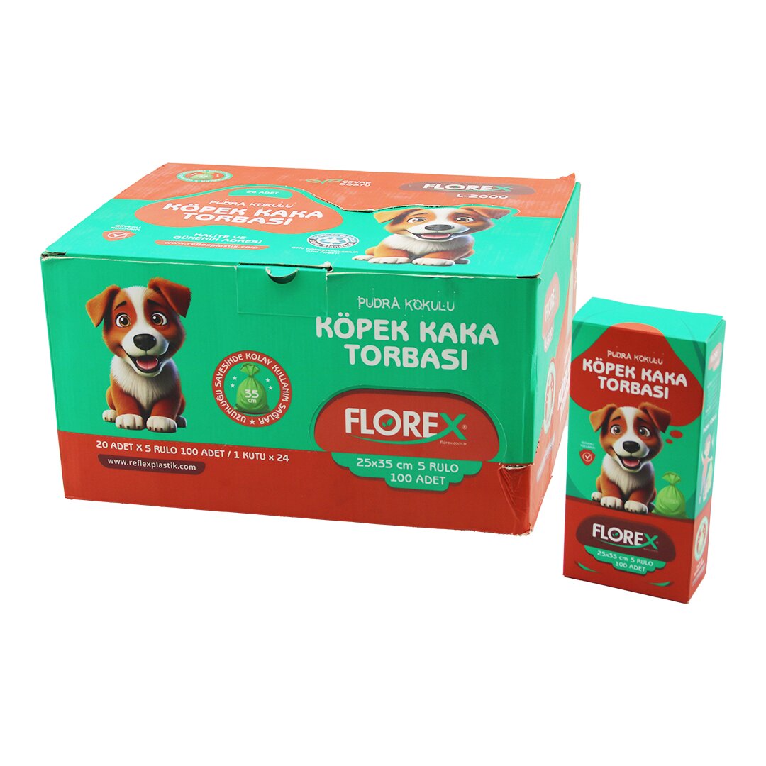 2400 ADET = 1 KOLİ KÖPEK - EVCİL HAYVAN KAKA TORBASI PUDRA KOKULU - 25X35CM (5538) 1
