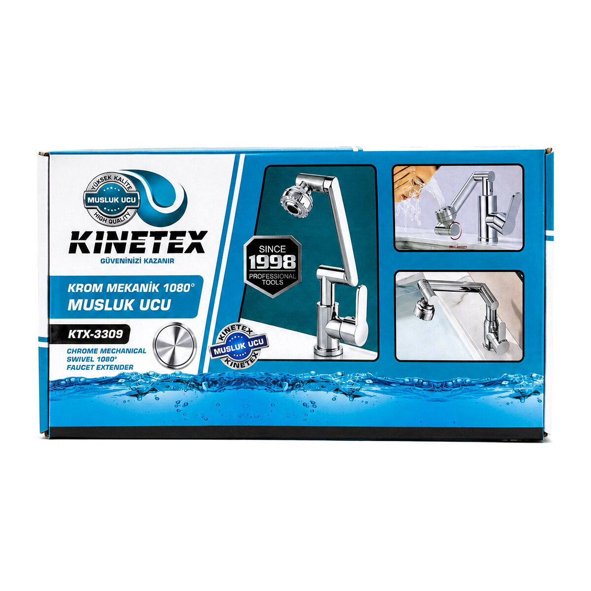 KROM RENKLİ SERT PLASTİK - 1080 DERECE DÖNEBİLEN ÇOK FONKSİYONLU MUSLUK BATARYA KTX-3309 (5538) 3