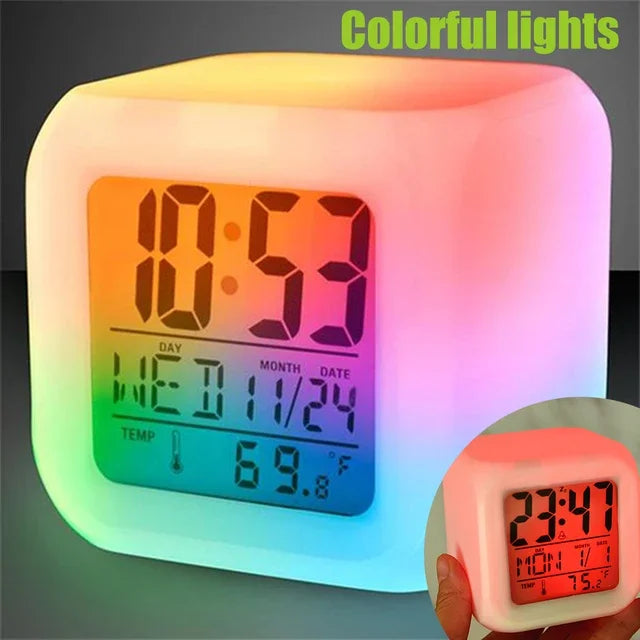 Led Dijital Renkli Masa Saati Alarm Termometre Tarih Masaüstü Saat (5538) 1