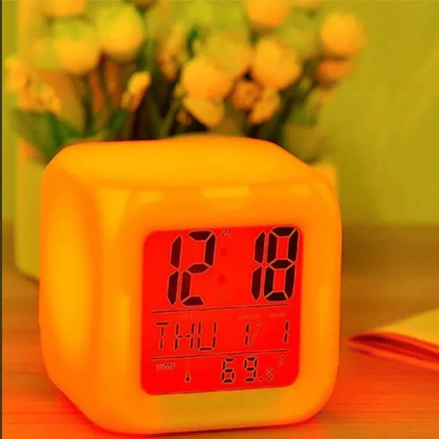 Led Dijital Renkli Masa Saati Alarm Termometre Tarih Masaüstü Saat (5538) 2