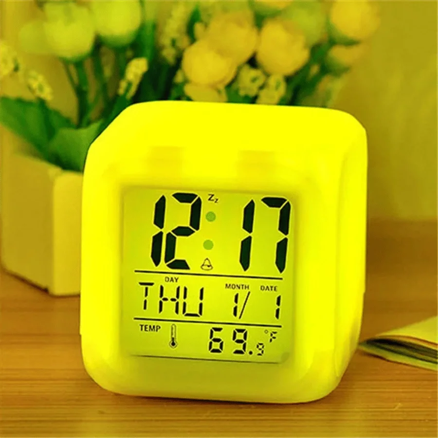 Led Dijital Renkli Masa Saati Alarm Termometre Tarih Masaüstü Saat (5538) 3