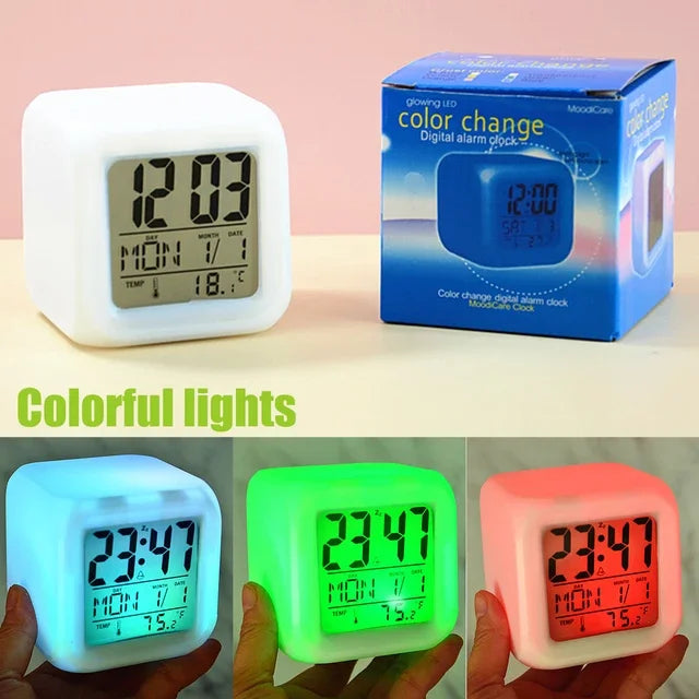 Led Dijital Renkli Masa Saati Alarm Termometre Tarih Masaüstü Saat (5538) 4