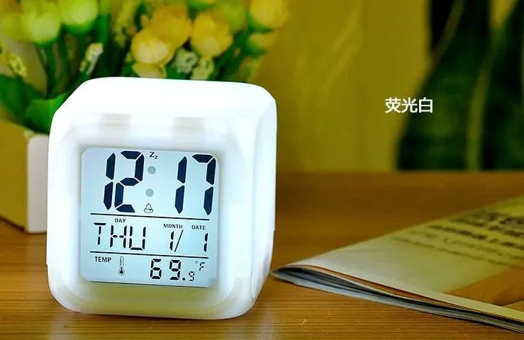 Led Dijital Renkli Masa Saati Alarm Termometre Tarih Masaüstü Saat (5538) 5