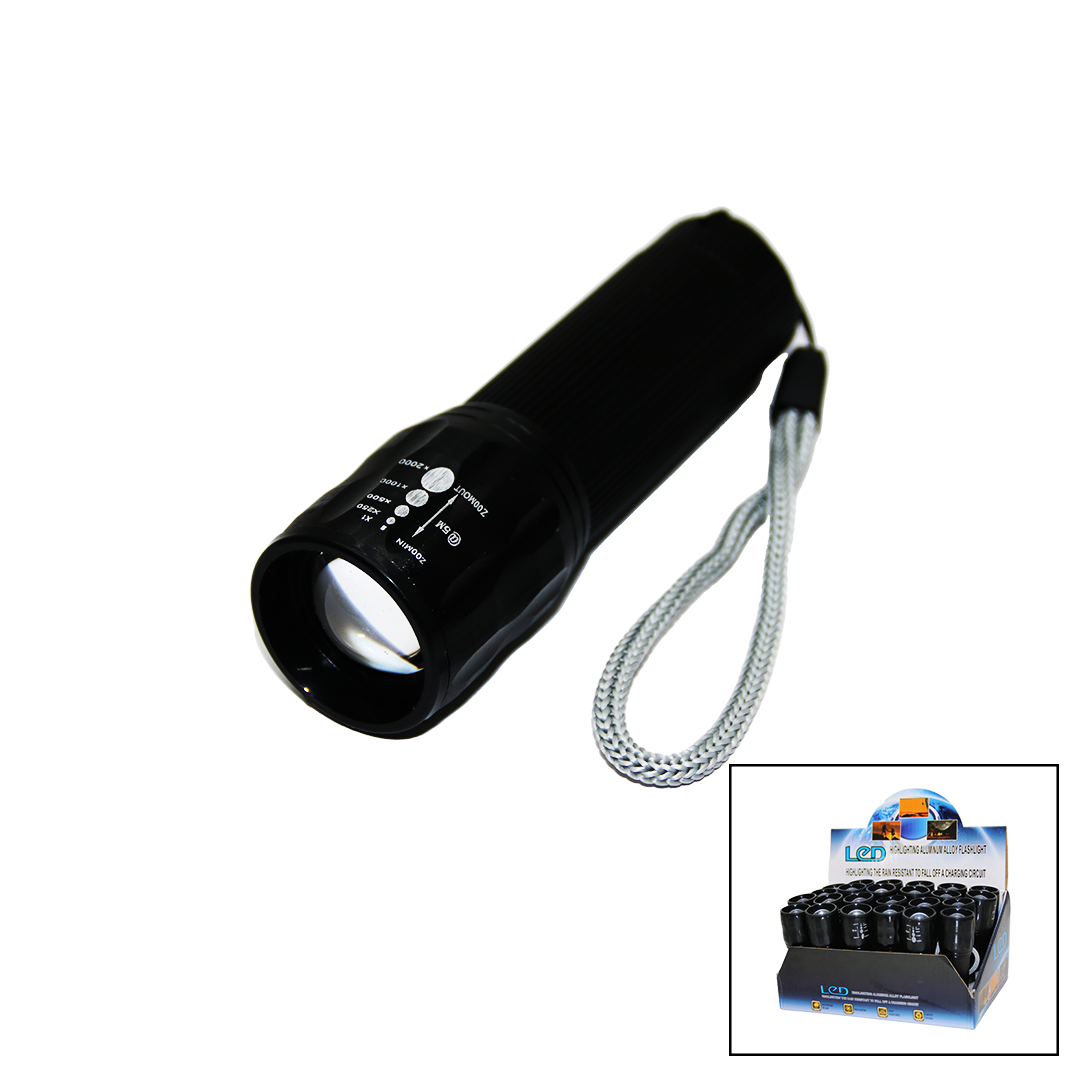 LED GOLD ORION HIGHLIGHTING ALUMİNUM FLASHLİGHT PİLLİ ZOOMLU EL FENERİ METAL KASA (5538) 1