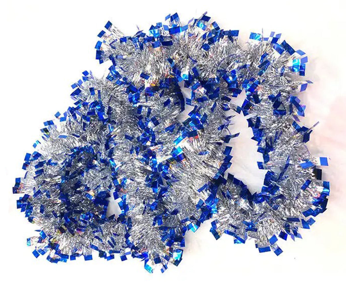 Mavi Gümüş Renk 4 cm Genişlik Garland Çift Renk Sim Süs 180 cm (5538) 1