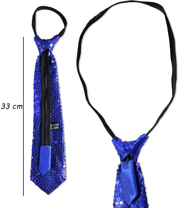 Mavi Renk Pul Payetli Işıltılı Parti Kravatı 33 cm (5538) 2