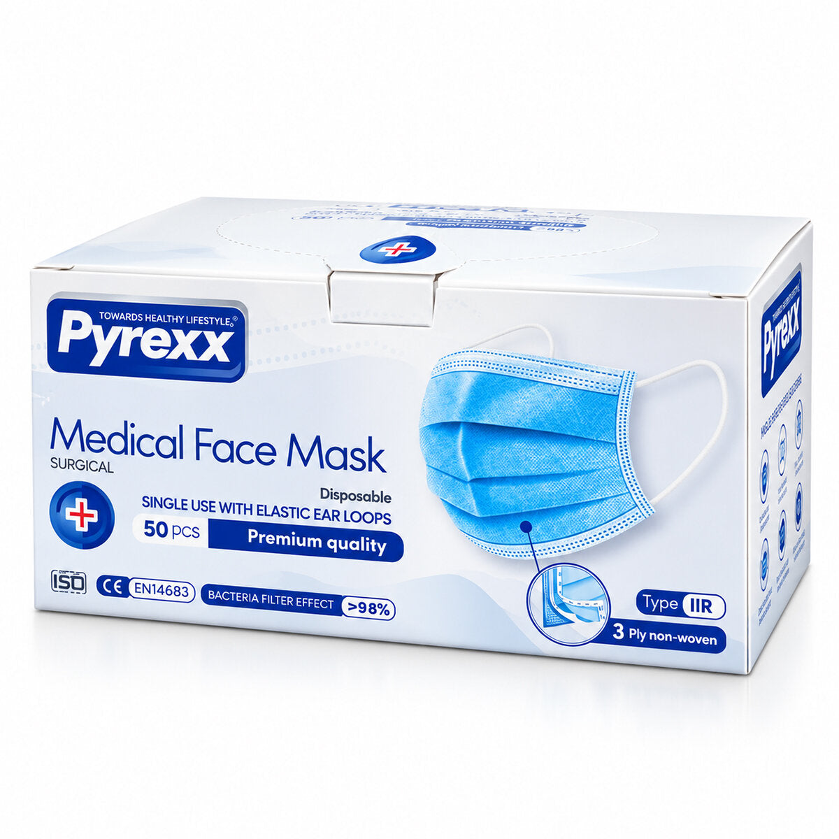 MEDİKAL 50PCS SİYAH CERRAHİ YÜZ MASKESİ (5538) 2