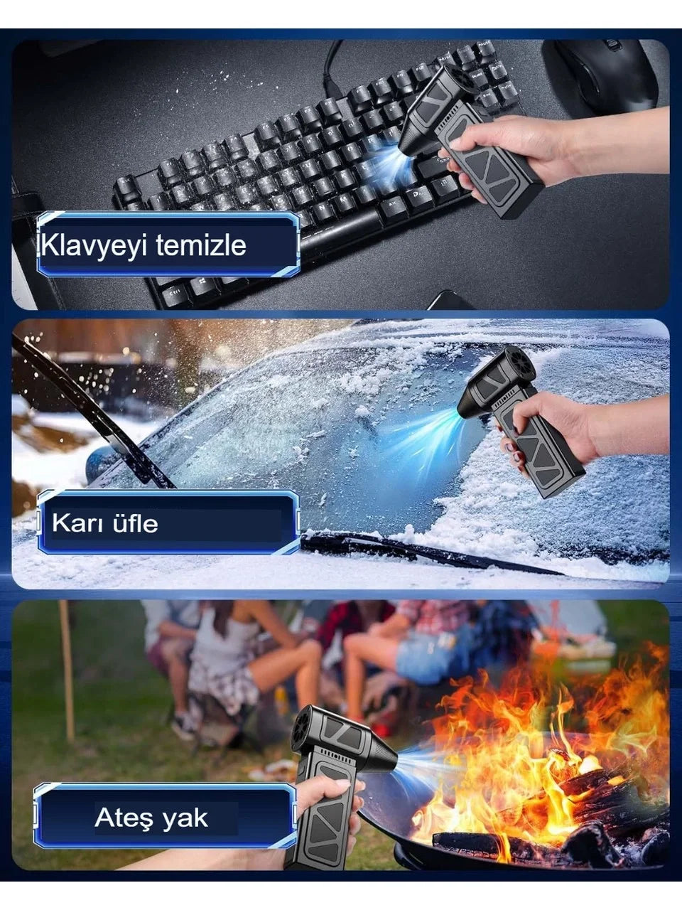 Mega Turbo Üfleyici Elektrikli Şiddetli Fan Hava Kompresör 130.000RPM Mangal Barbekü Fanı (5538) 3