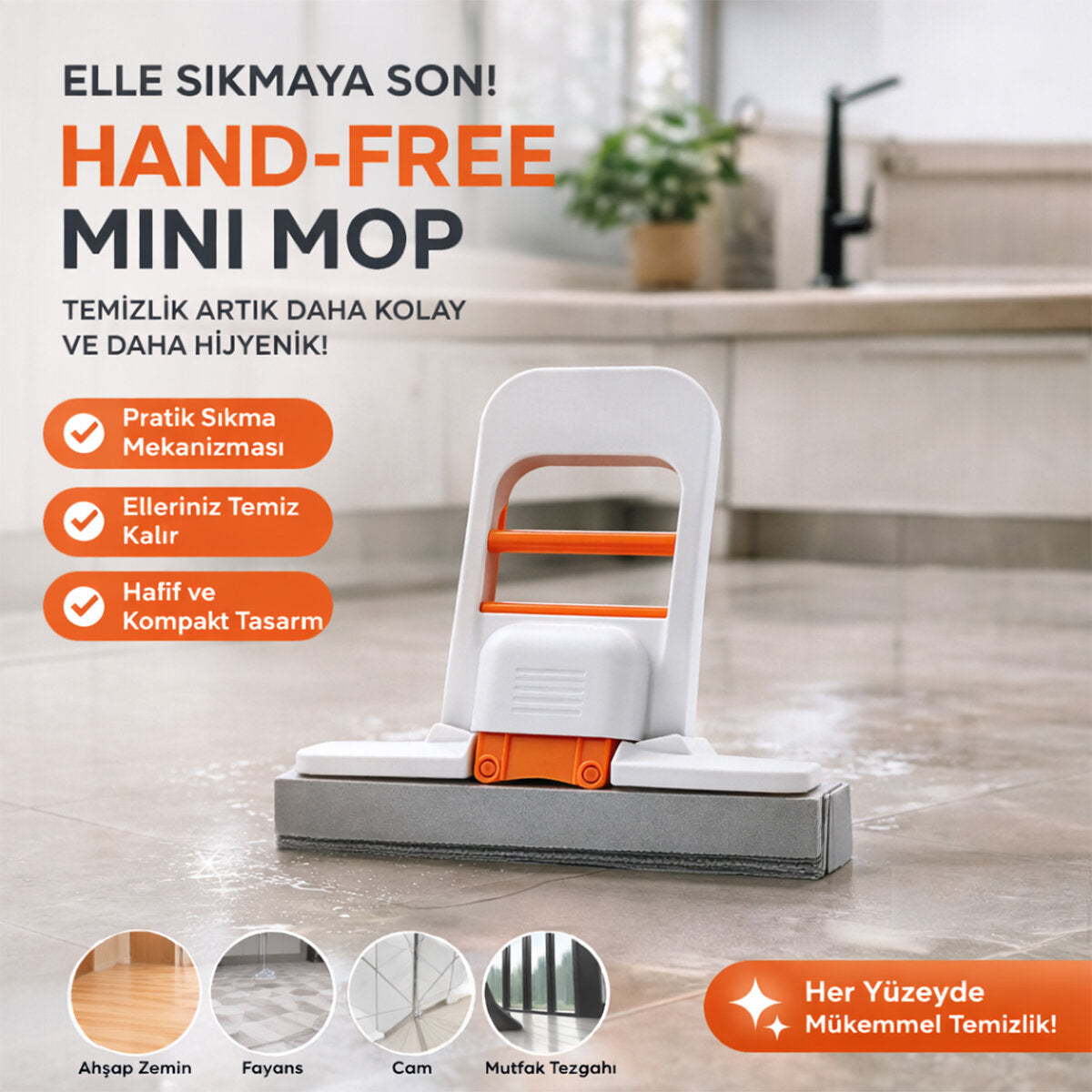 MİNİ MOP 180° TEMİZLİK APARATI TEZGAH - PENCERE - CAM - ZEMİN (5538) 2