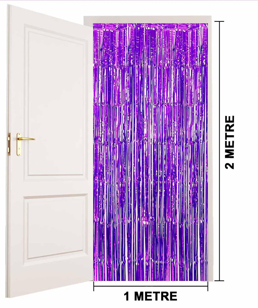 Mor Renk Ekstra Metalize Parlak Saçaklı Arka Fon Perde İthal A Kalite 1x2 Metre (5538) 4