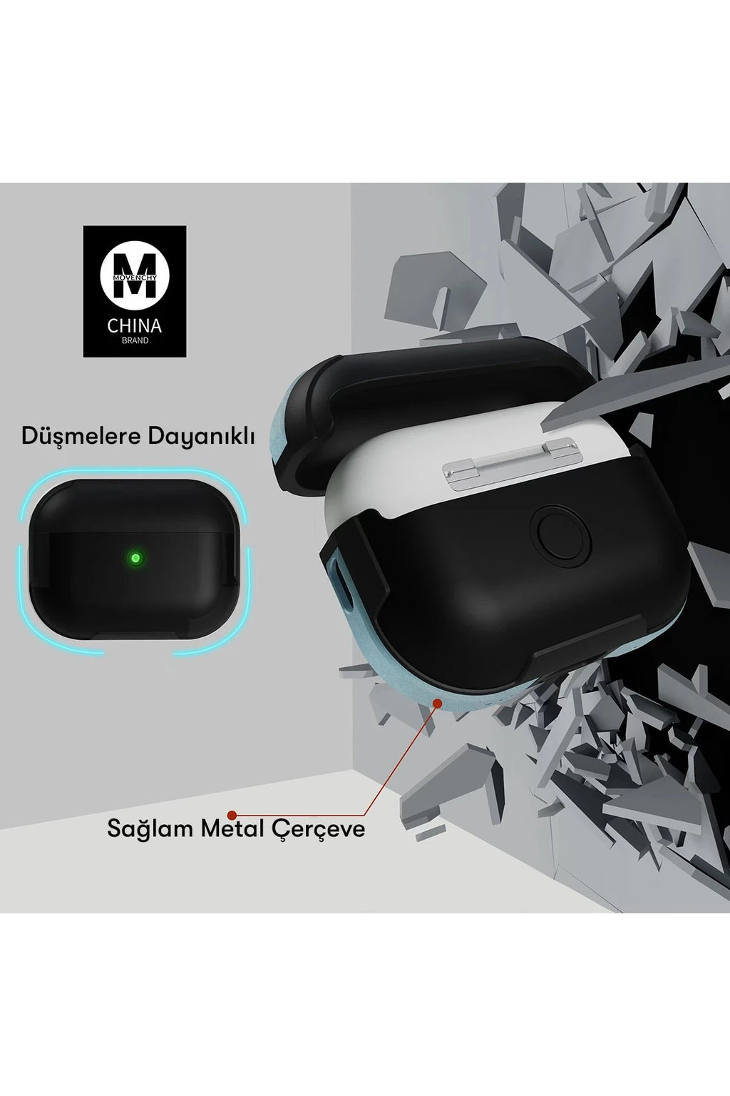 Movenchy Apple Airpods 3 (3.nesil) MO-A8 Armor Kılıf - Kırmızı 6