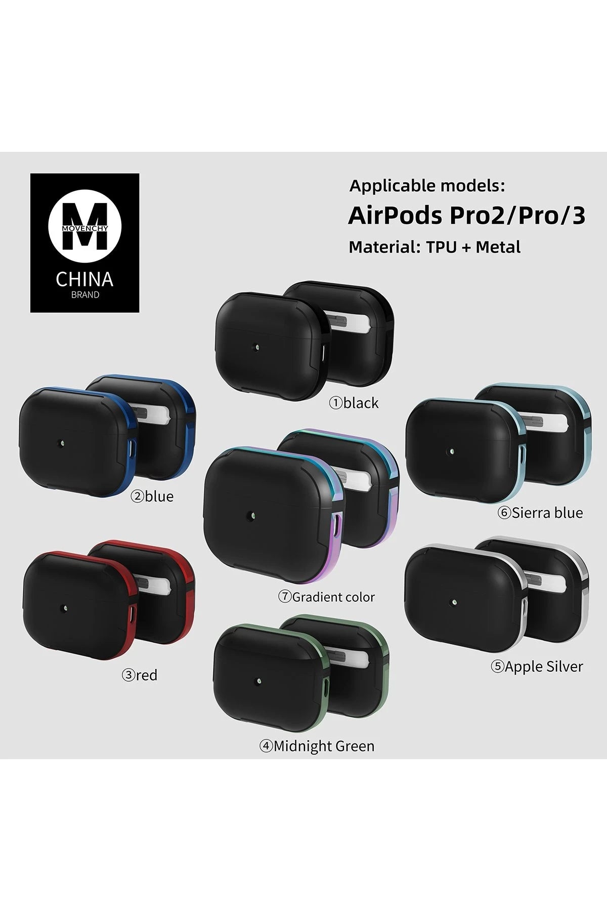 Movenchy Apple Airpods Pro 2 (2.nesil) MO-A8 Armor Kılıf - Lacivert 3
