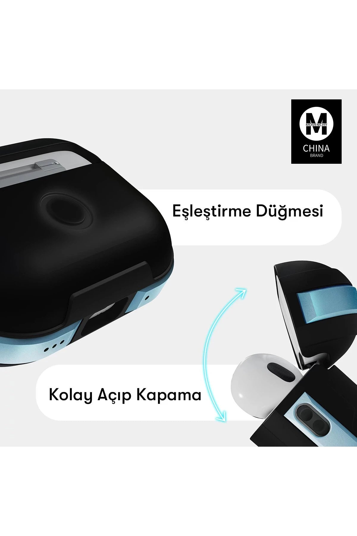 Movenchy Apple Airpods Pro 2 (2.nesil) MO-A8 Armor Kılıf - Siyah 5