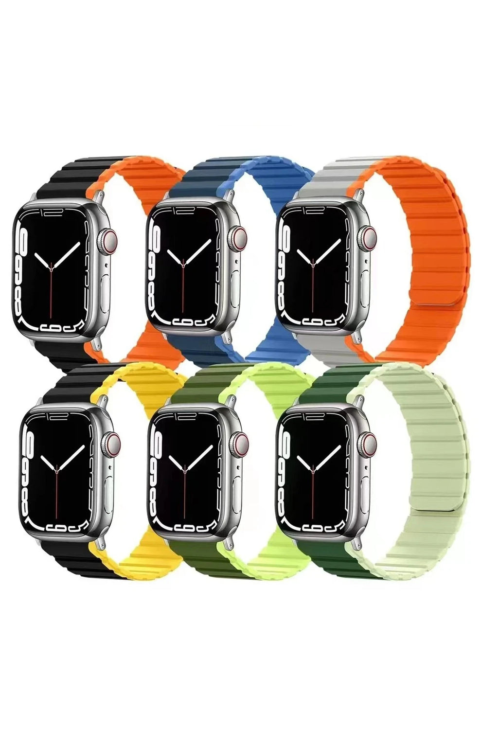 Movenchy Apple Watch 42mm MO-WB1 Çift Renk Mıknatıslı Silikon Kordon - Koyu Yeşil-Açık Yeşil 3