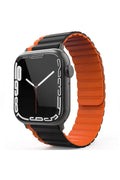 Movenchy Apple Watch 42mm MO-WB1 Çift Renk Mıknatıslı Silikon Kordon - Siyah-Turuncu 1