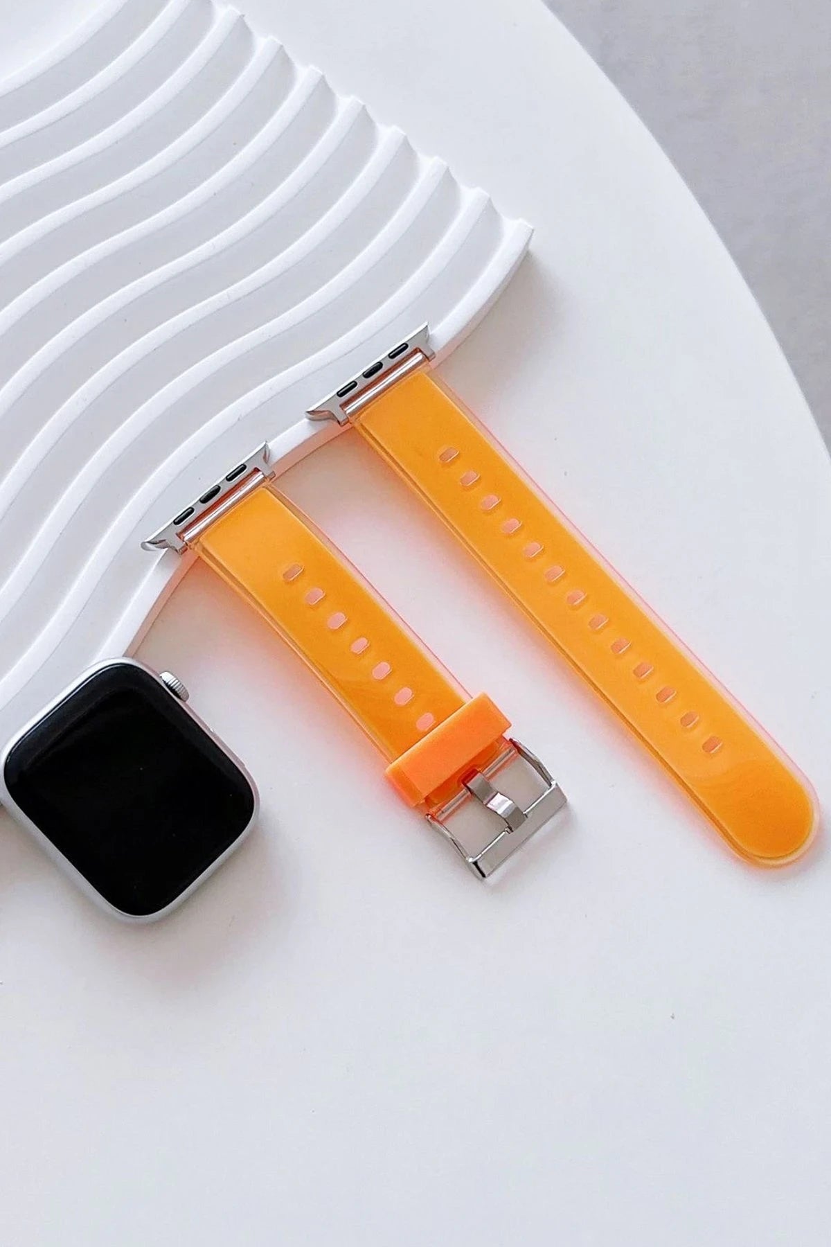 Movenchy Apple Watch 38mm Jelly Silikon Kordon - Turuncu 2