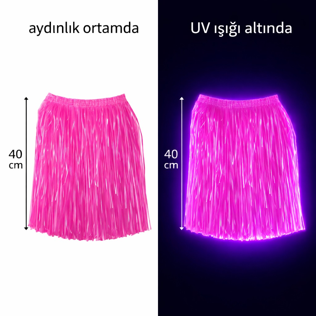 Neon Pembe Hawaii Parti Eteği 40 cm (5538) 1