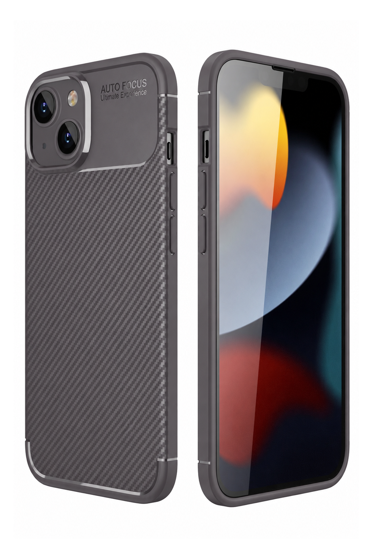 nebaktın Apple iPhone 14 Kılıf Auto Focus Karbon Kapak - Gri 1