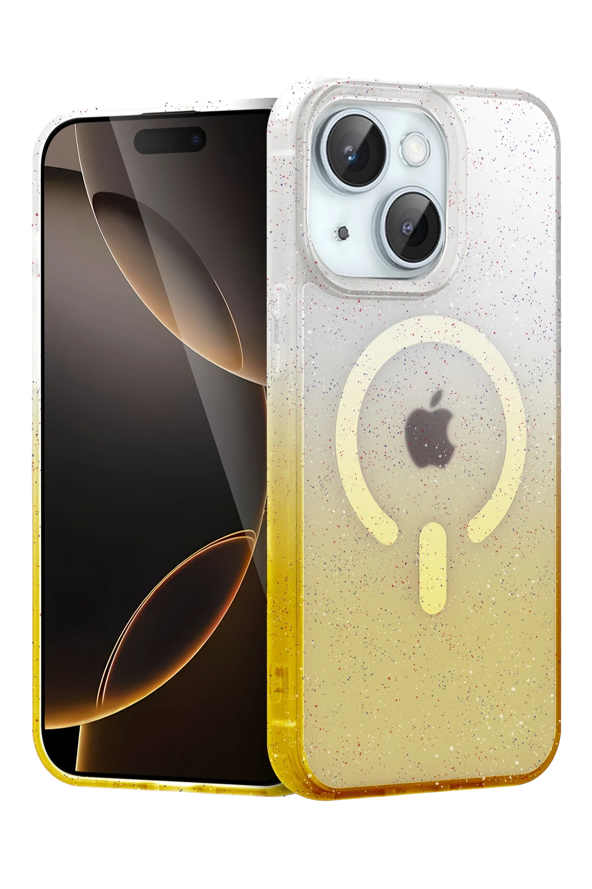 nebaktın Apple iPhone 15 Plus Pummel Shiny Magsafe Kapak - Gold 1