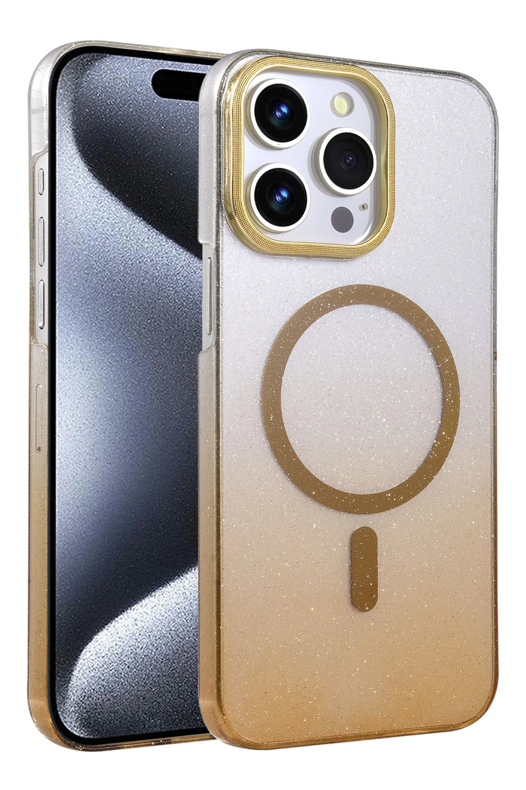 nebaktın Apple iPhone 15 Pro Max Glossy Magsafe Kapak - Çöl Titanyum 1