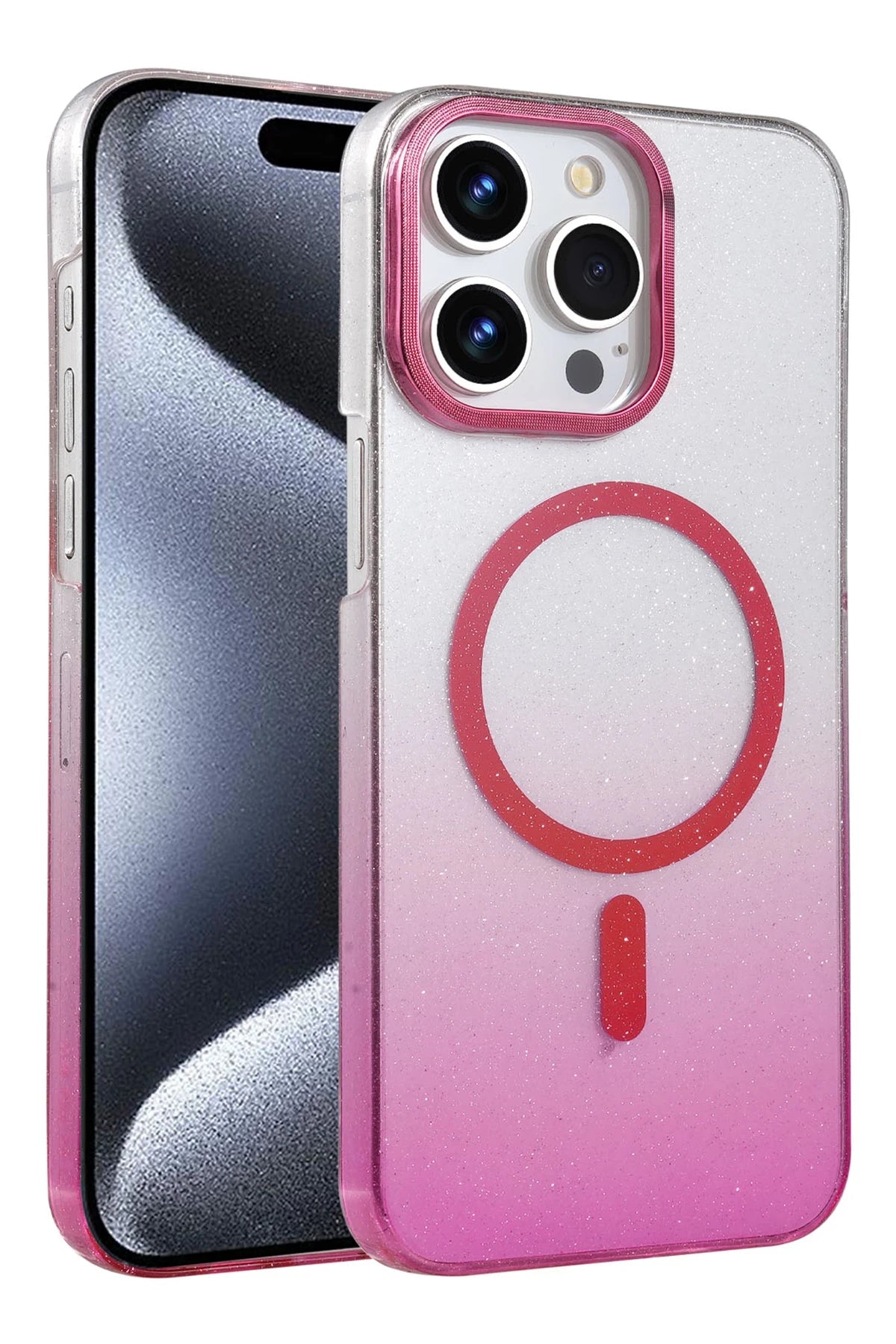 nebaktın Apple iPhone 15 Pro Max Glossy Magsafe Kapak - Pembe 1
