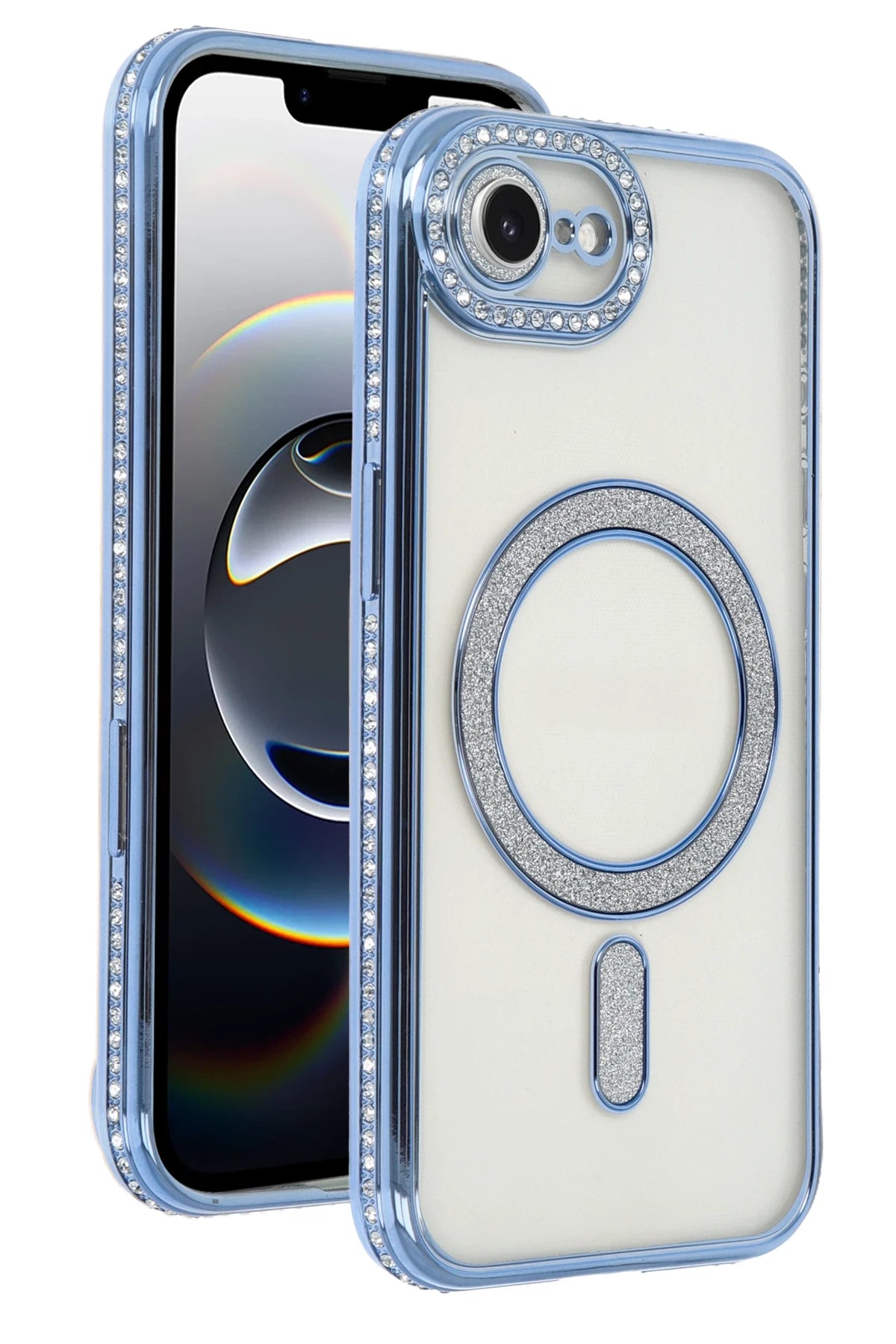 nebaktın Apple iPhone 16E Joke Simli Magneticsafe Kılıf - Mavi 1