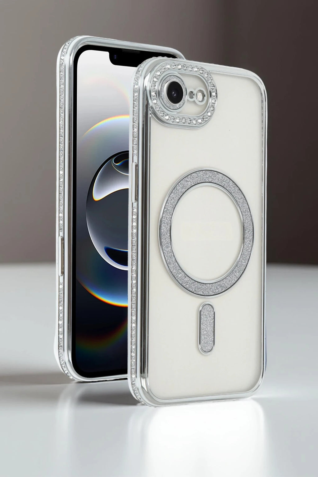 nebaktın Apple iPhone 16E Joke Simli Magneticsafe Kılıf - Mavi 2