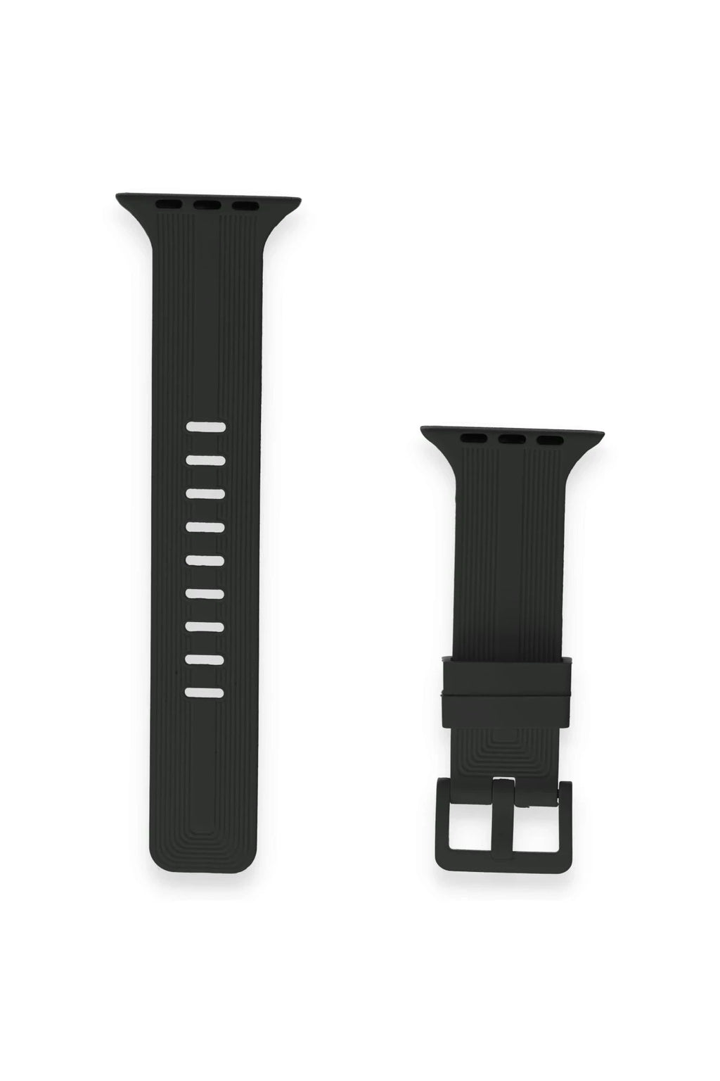 nebaktın Apple Watch 38mm KR408 Çizgili Silikon Kordon - Siyah 2