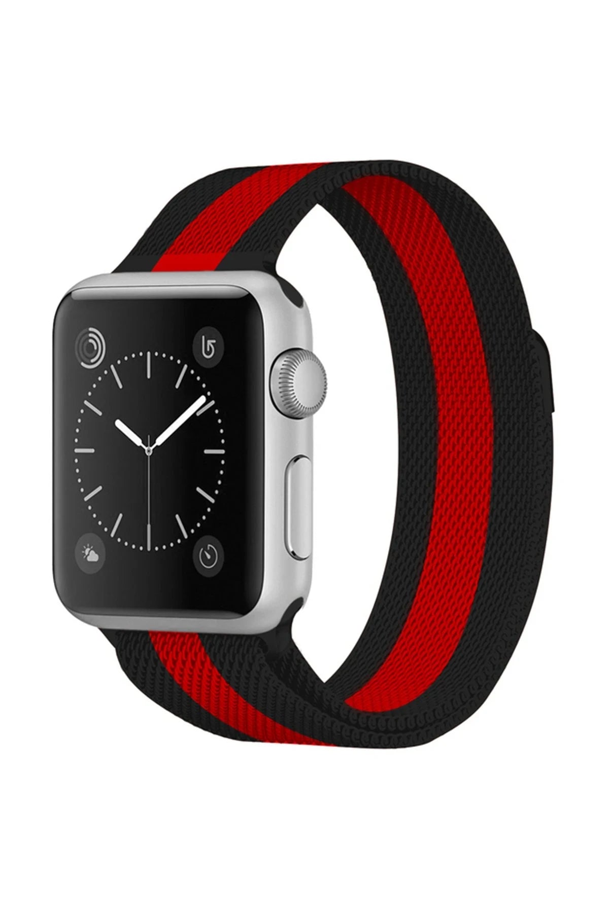 nebaktın Apple Watch 38mm Metal Mıknatıslı Kordon - Siyah-Kırmızı 1