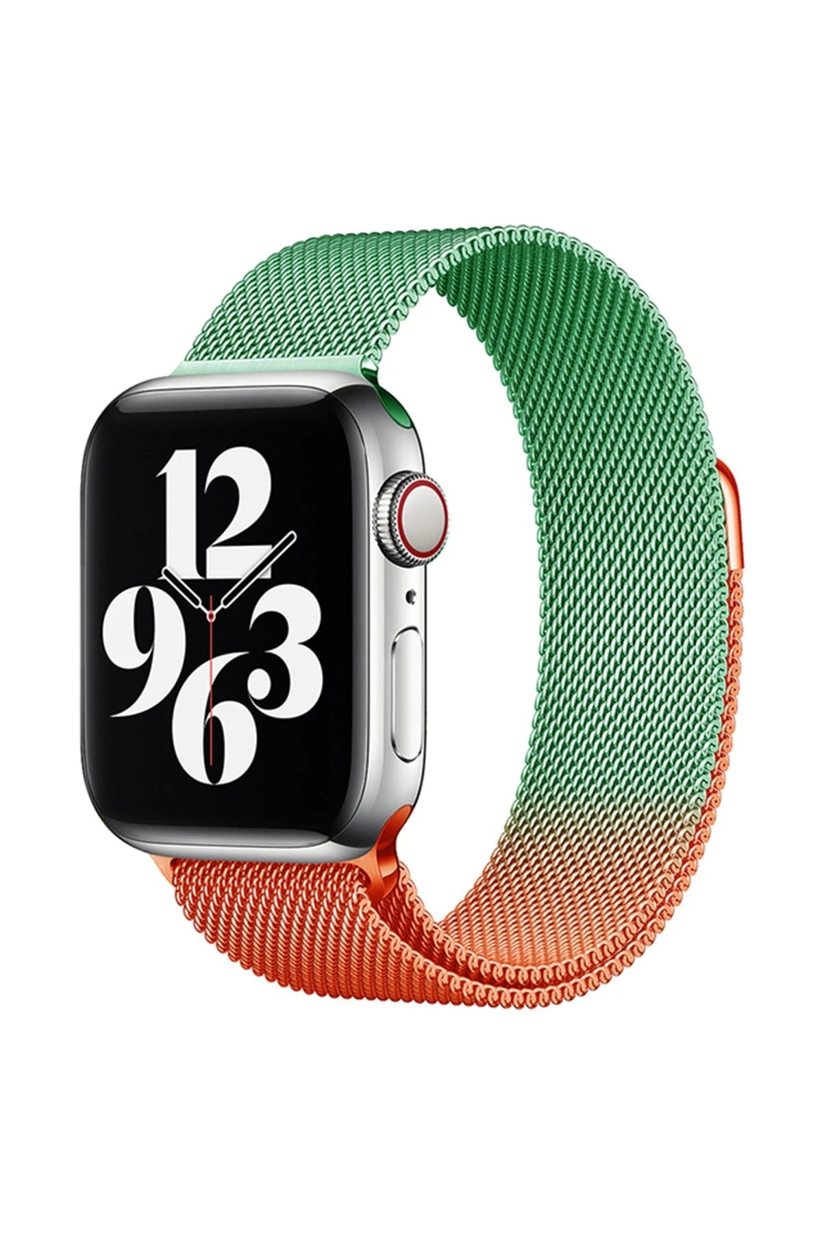 nebaktın Apple Watch 38mm Metal Mıknatıslı Kordon - Turuncu-Yeşil 1