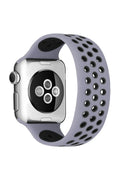 nebaktın Apple Watch 42mm Ayarlı Delikli Silikon Kordon - Gri-Siyah 1