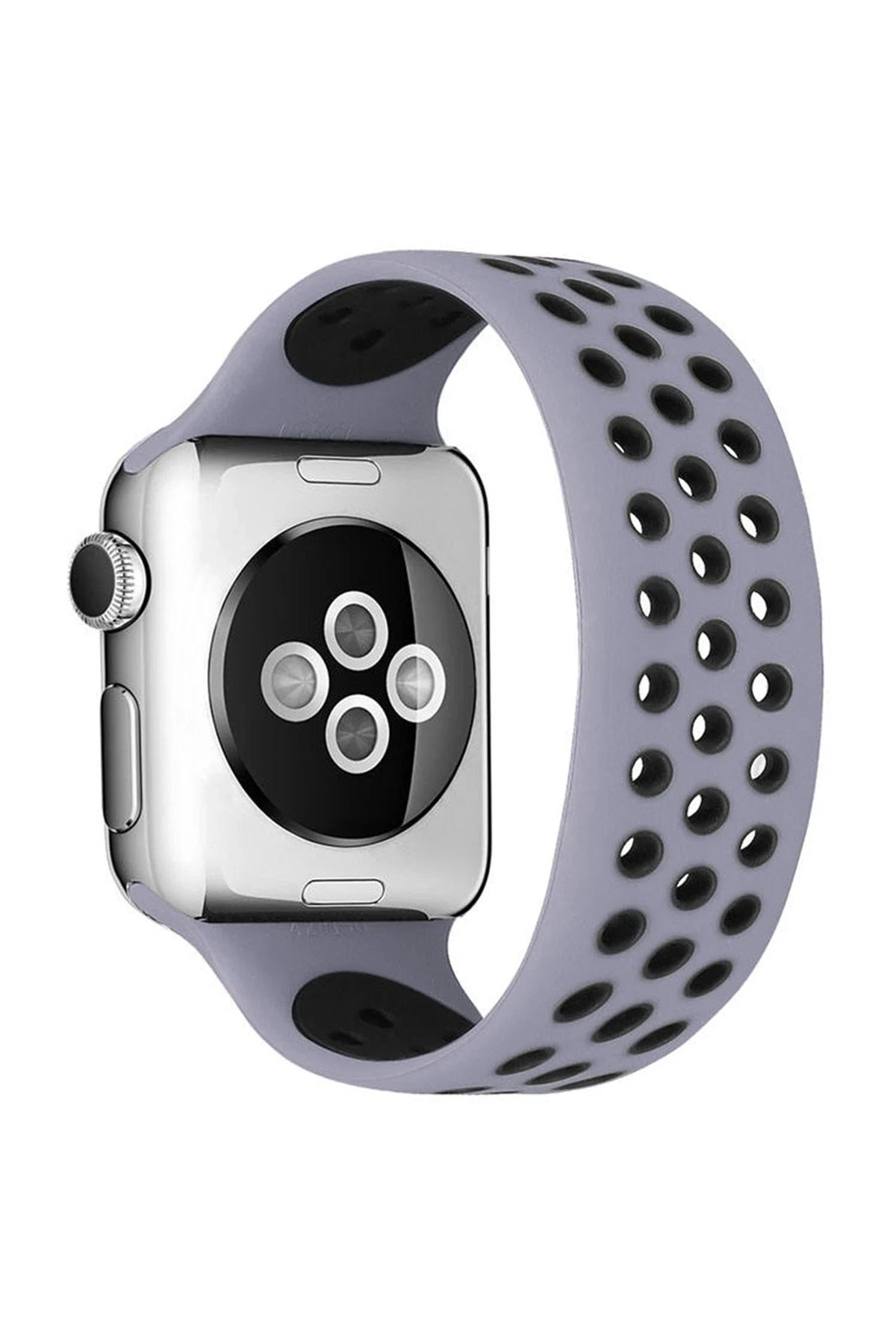 nebaktın Apple Watch 42mm Ayarlı Delikli Silikon Kordon - Gri-Siyah 1