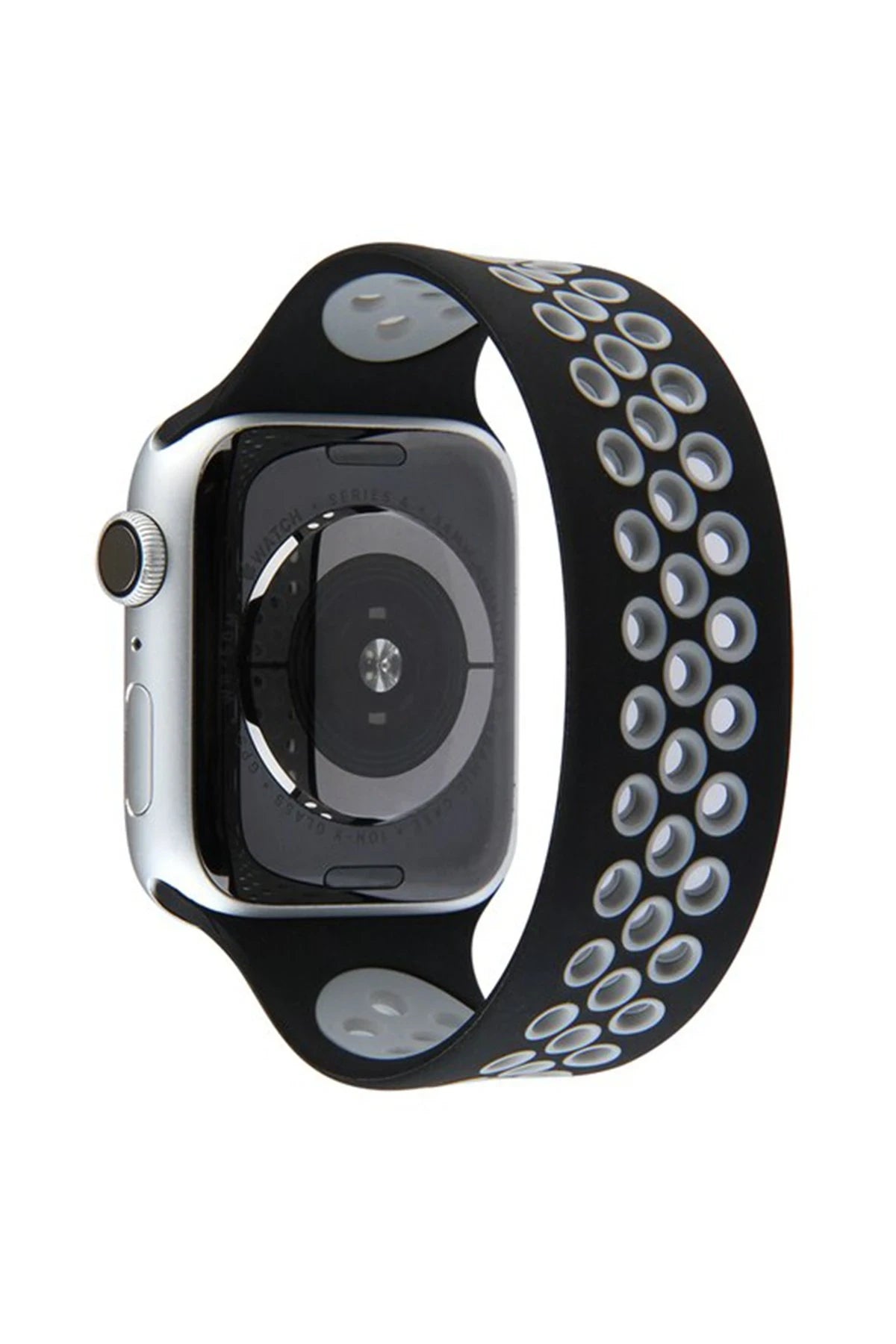nebaktın Apple Watch 42mm Ayarlı Delikli Silikon Kordon - Siyah-Gri 1