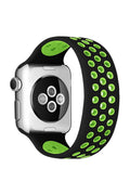 nebaktın Apple Watch 42mm Ayarlı Delikli Silikon Kordon - Siyah-Yeşil 1