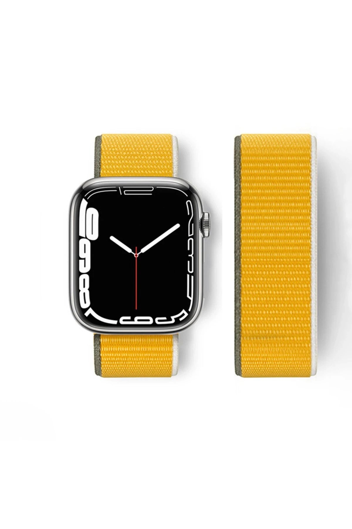 nebaktın Apple Watch 42mm Hasırlı Cırtcırtlı Kordon - Sarı 1
