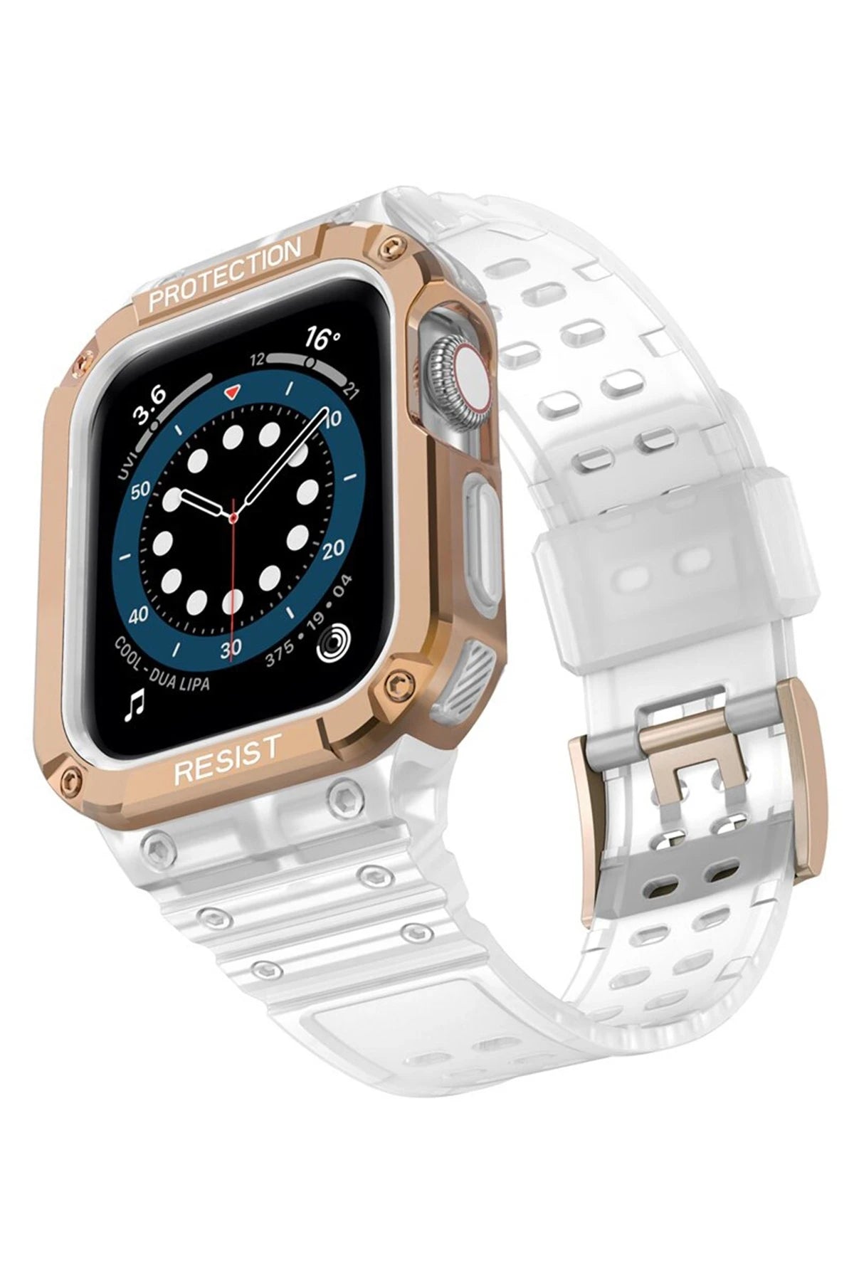 nebaktın Apple Watch 42mm KR401 Silikon Kordon - Beyaz-Rose 1
