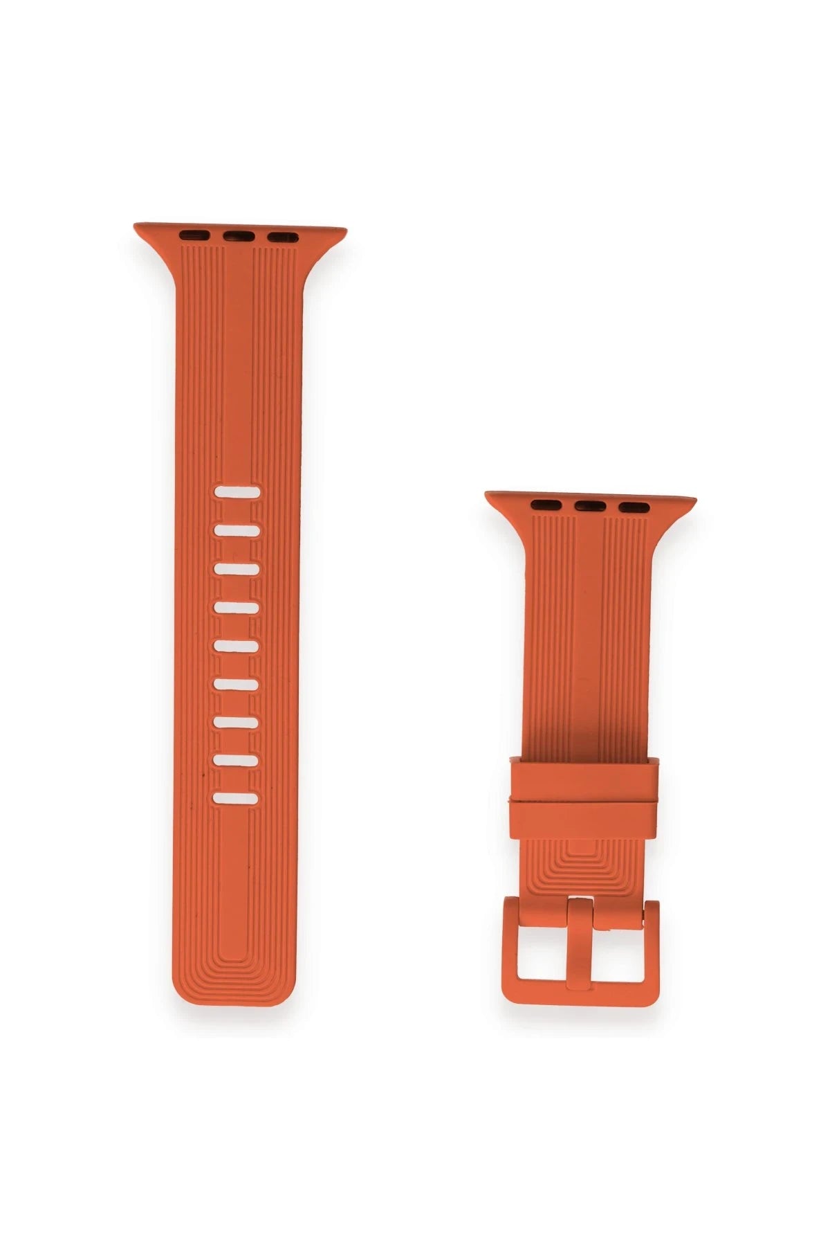 nebaktın Apple Watch 42mm KR408 Çizgili Silikon Kordon - Turuncu 2