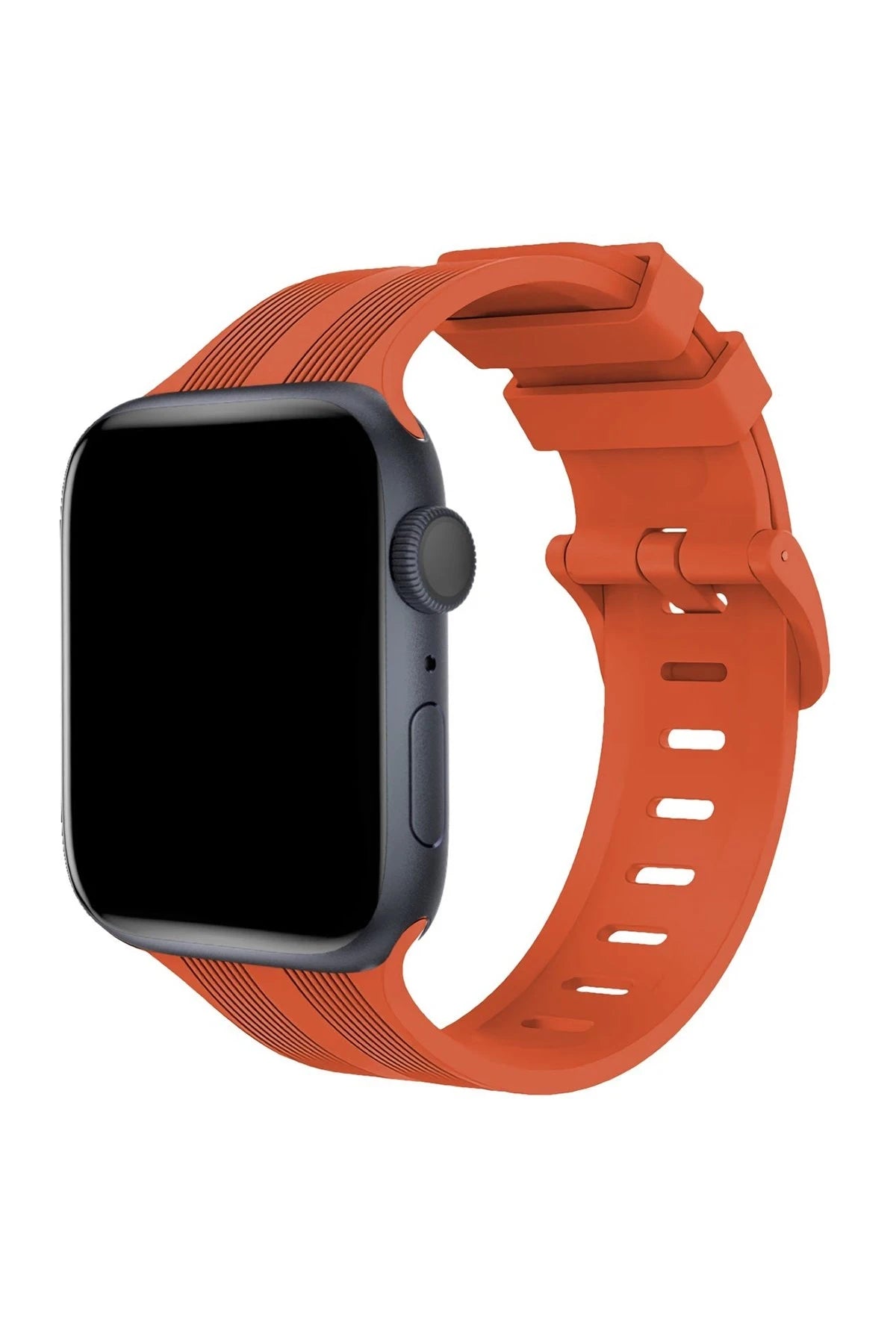 nebaktın Apple Watch 42mm KR408 Çizgili Silikon Kordon - Turuncu 1
