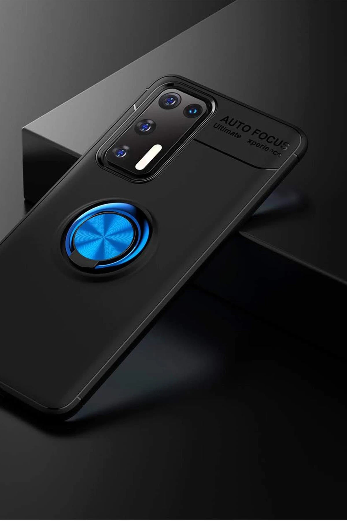 nebaktın Huawei P40 Kılıf Range Yüzüklü Silikon - Siyah-Mavi 3