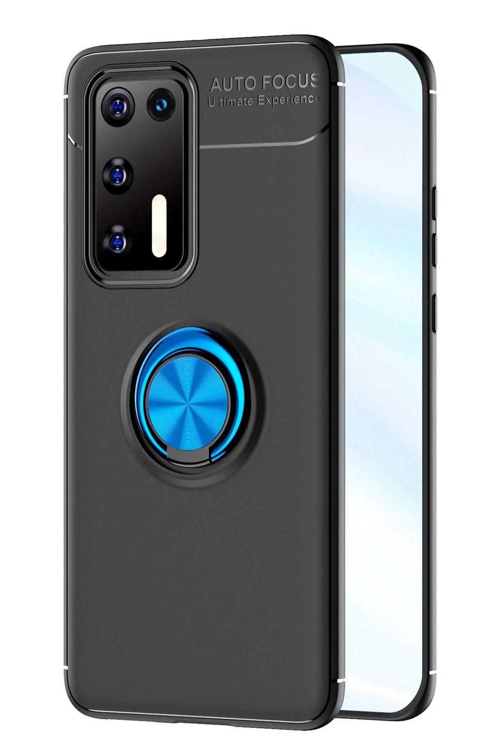 nebaktın Huawei P40 Kılıf Range Yüzüklü Silikon - Siyah-Mavi 1