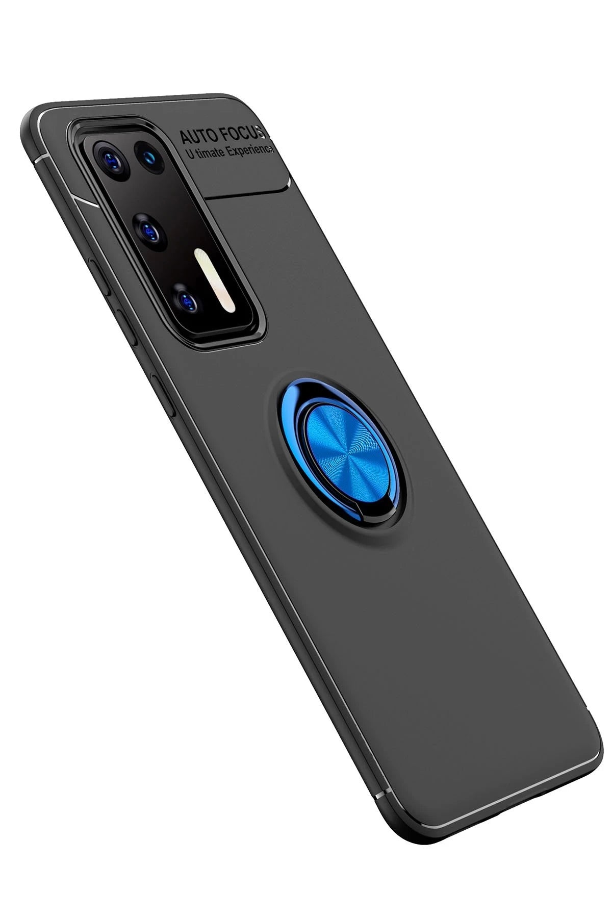 nebaktın Huawei P40 Kılıf Range Yüzüklü Silikon - Siyah-Mavi 2