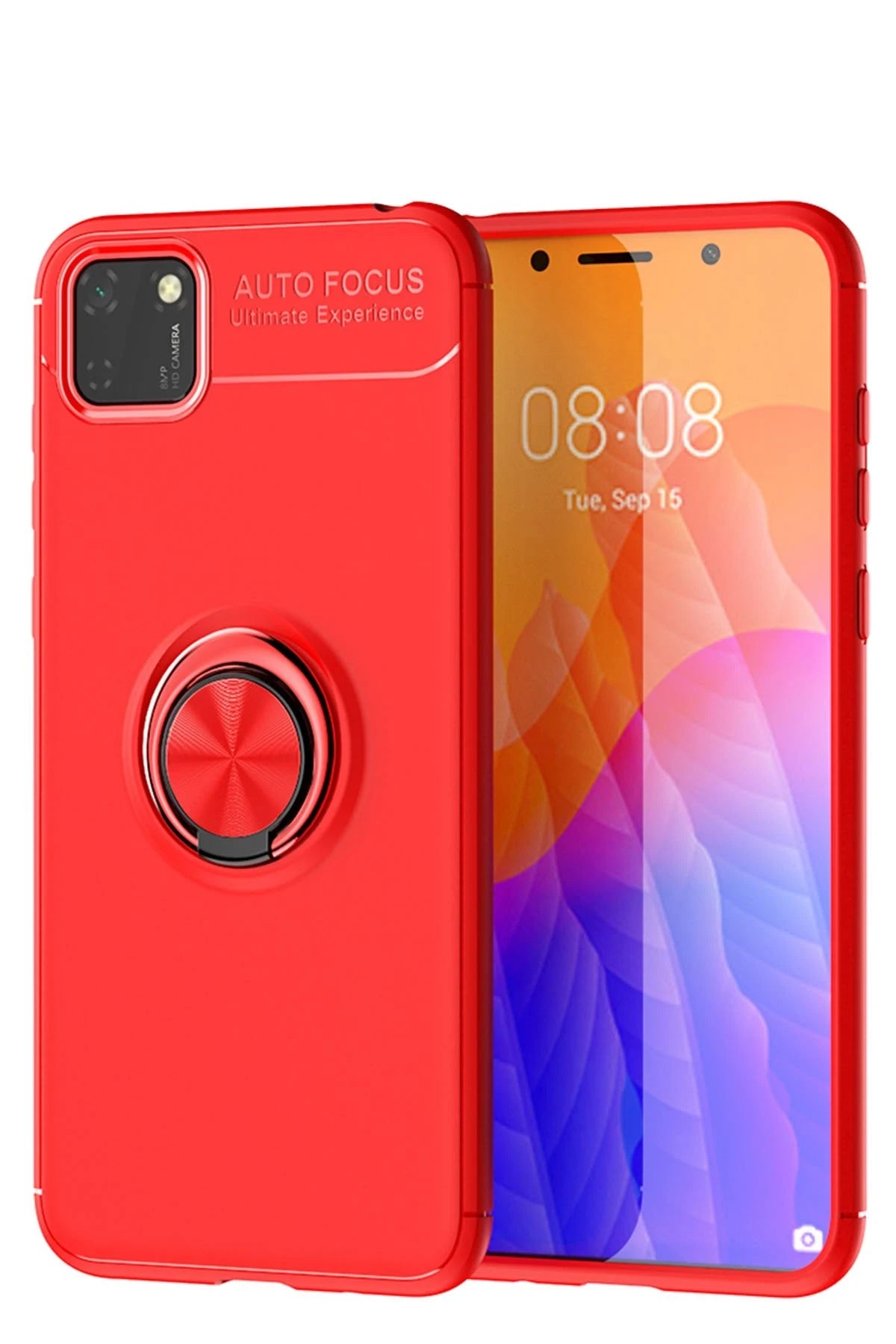 nebaktın Huawei Y5P Kılıf Range Yüzüklü Silikon - Kırmızı 1