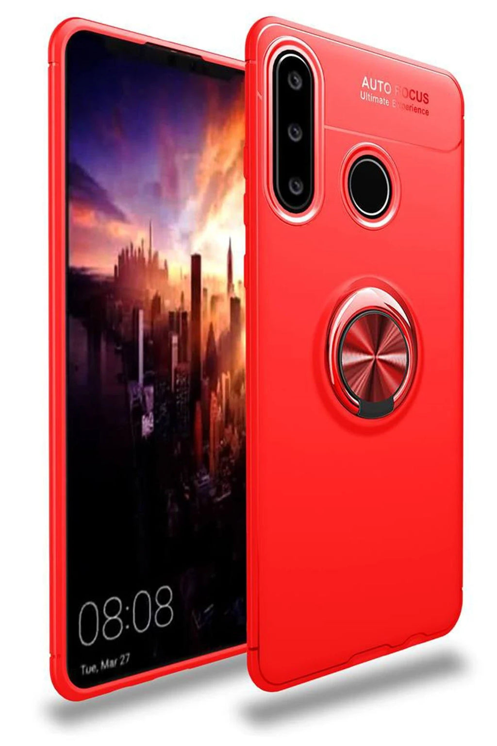 nebaktın Huawei Y6P Kılıf Range Yüzüklü Silikon - Kırmızı 1