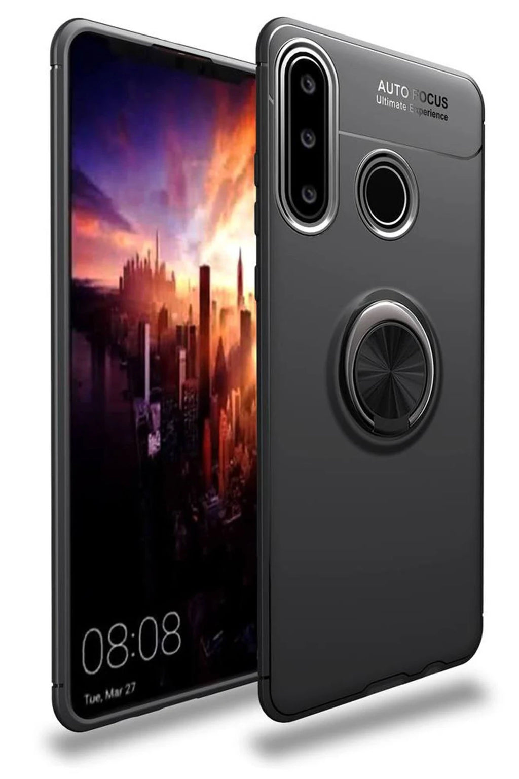 nebaktın Huawei Y6P Kılıf Range Yüzüklü Silikon - Siyah 1