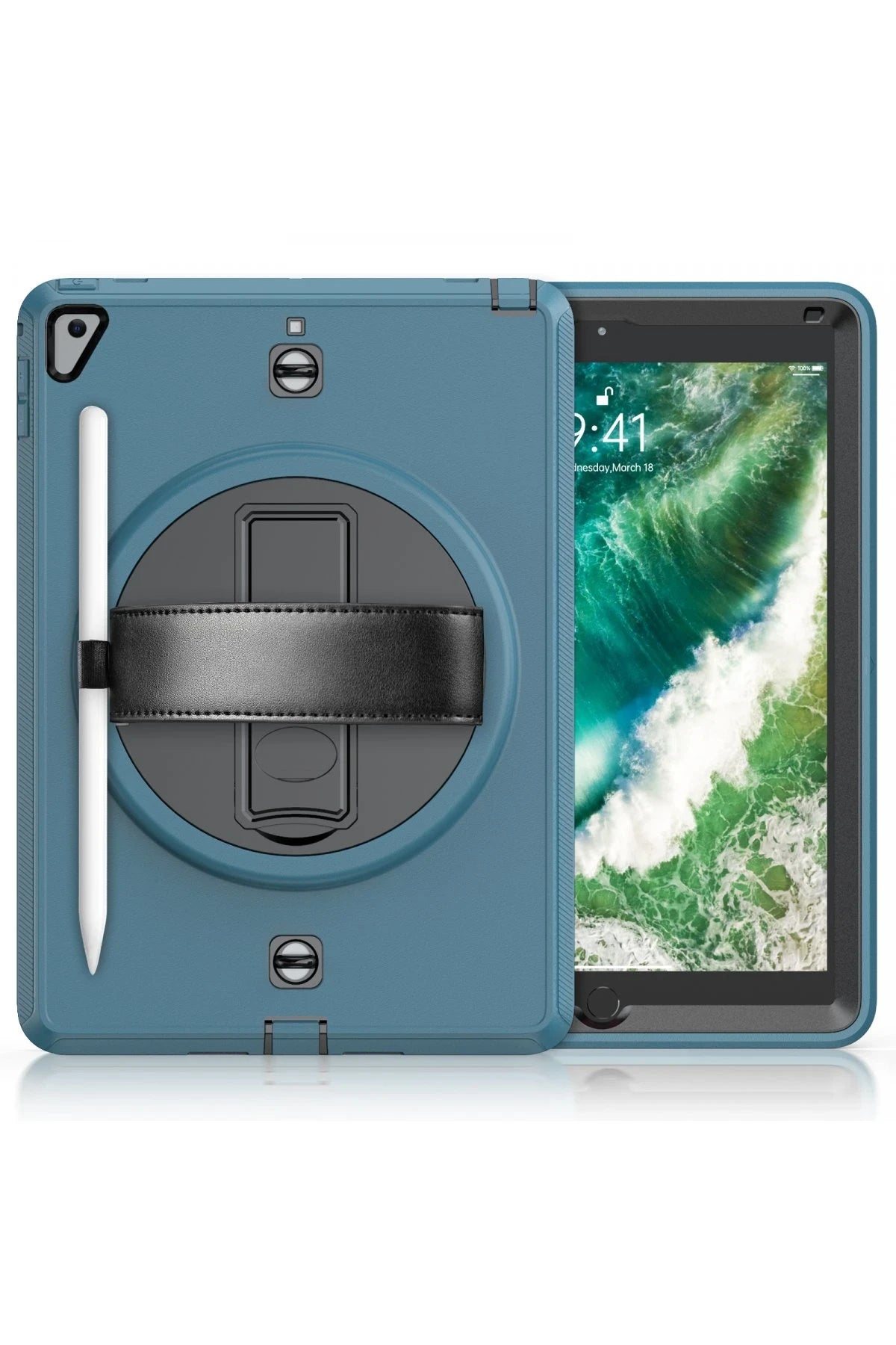 nebaktın Apple iPad 5 Air 9.7 Kılıf Strap-C Otterbox Tablet Kapak - Mavi 2
