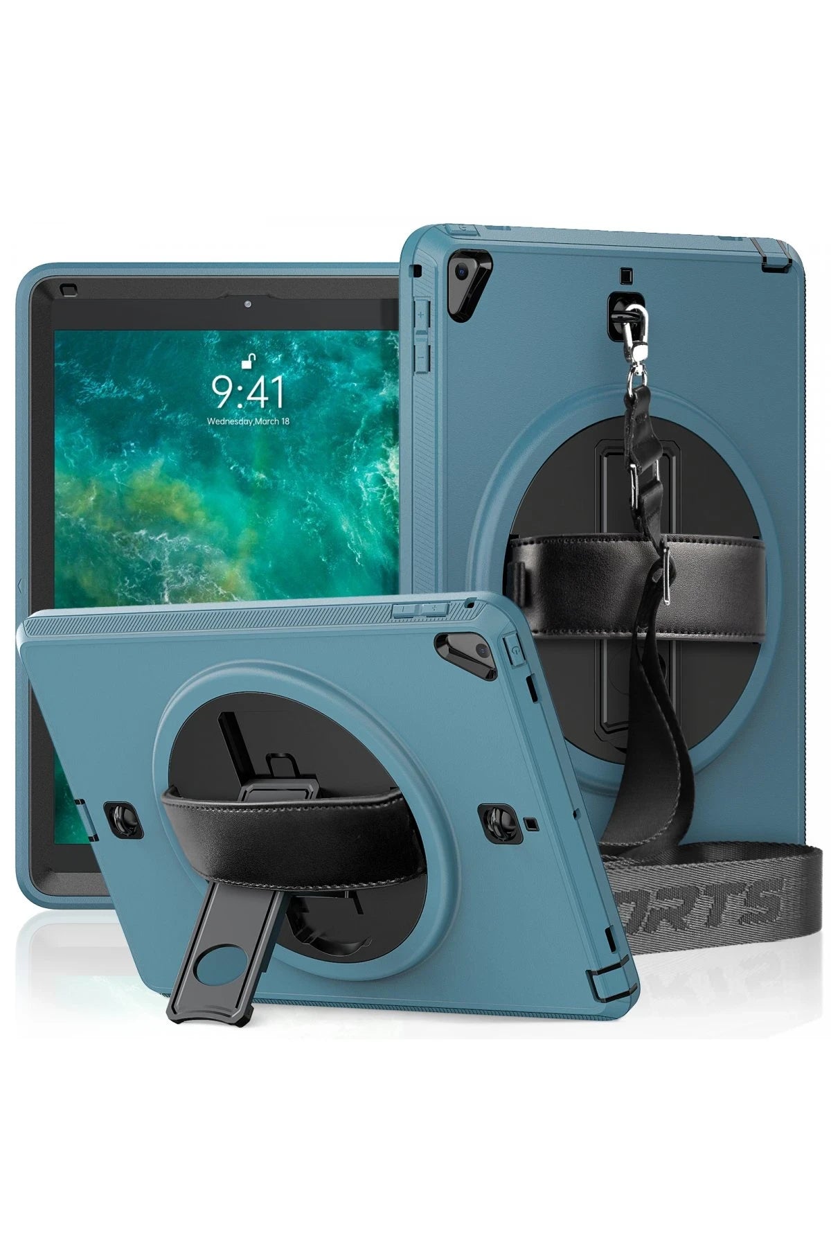nebaktın Apple iPad 5 Air 9.7 Kılıf Strap-C Otterbox Tablet Kapak - Mavi 1