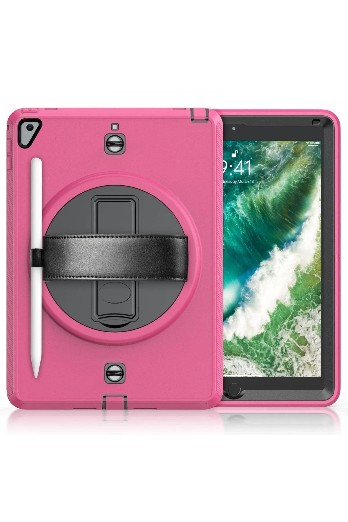 nebaktın Apple iPad 5 Air 9.7 Kılıf Strap-C Otterbox Tablet Kapak - Pembe 2
