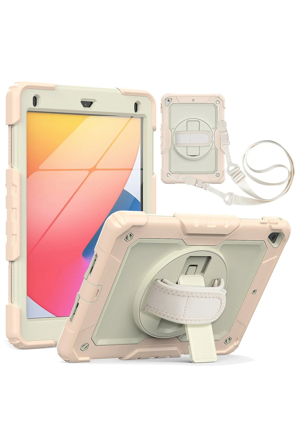 nebaktın Apple iPad 5 Air 9.7 Kılıf Strap New Tablet Kapak - Pembe 1