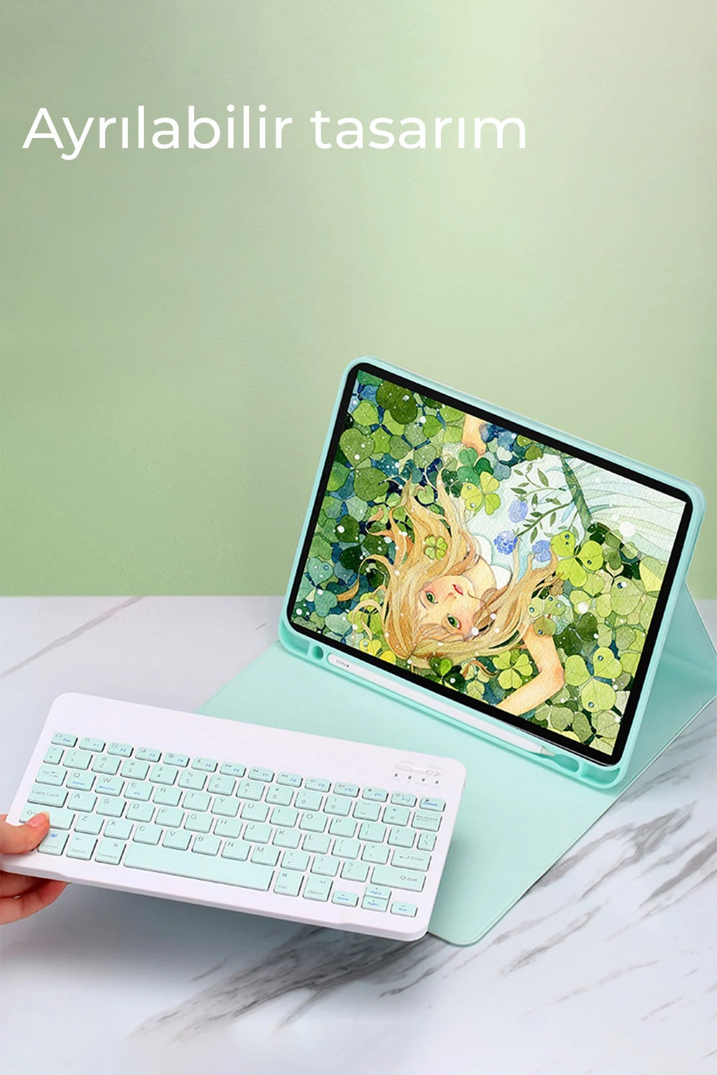 nebaktın Apple iPad Pro 11 (2022) Kılıf KC01 Smart Klavyeli Tablet Kılıfı - Pembe 3